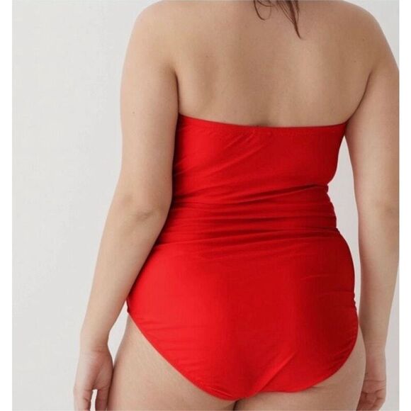 J. Crew Venetian Red BC115 Gemma Ruched Bandeau One Piece Swimsuit Size 20 NWT - Picture 6 of 6